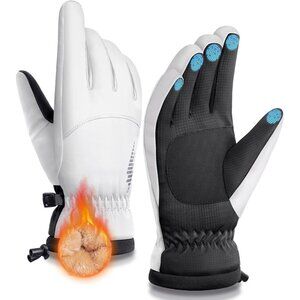 Men's Winter Warm White Waterproof Touchscreen Ski Snow Cold Weather Gloves